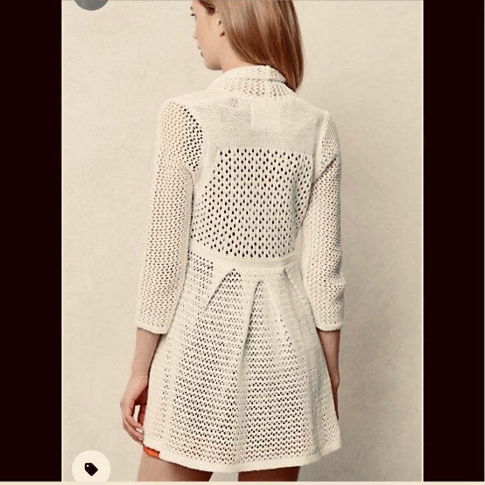 Anthropologie pleat back textured white cardigan